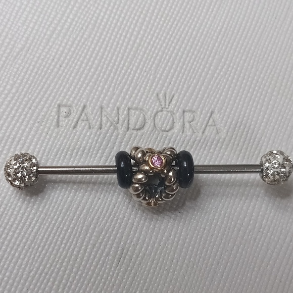 Pandora Silver/14k Pink Sapphire Twisted BeautyTwo Tone Charm(2 Listed Separate)